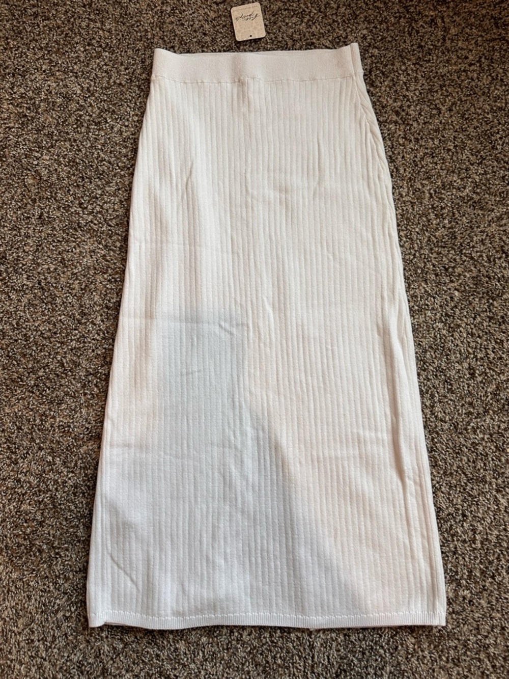 Free People Ribbed Midi Skirt in White - NWT